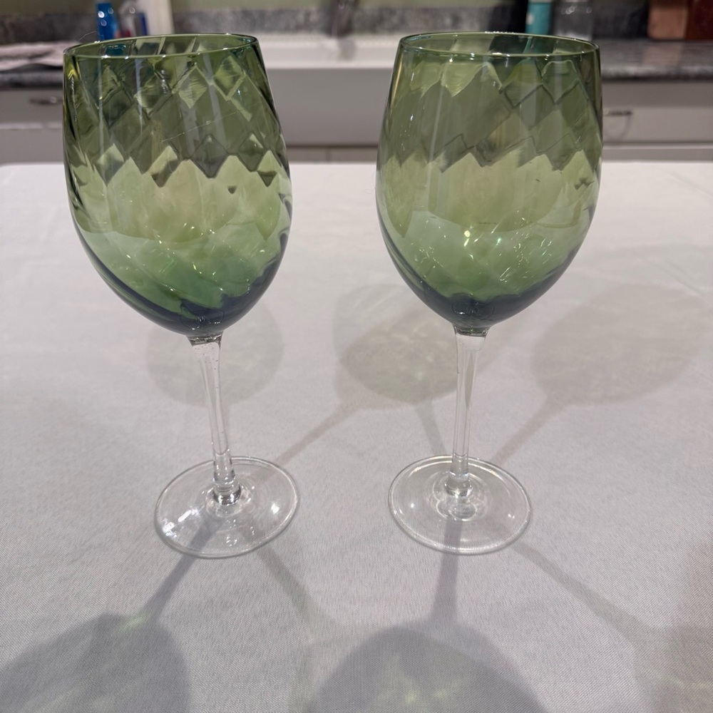 Pier 1 Green Wine Glasses - Picture 1 of 6